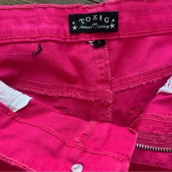 Toxic Women's Size 7 Pink Denim Ankle Zip Skinny Jeans Rave, Boho, Skater - Picture 6 of 10